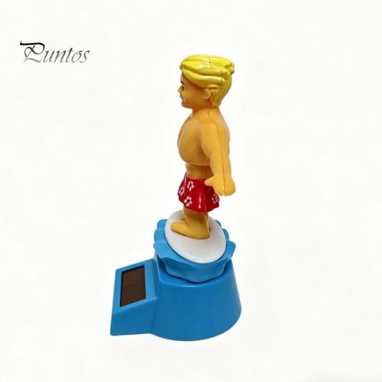 Surfing BilFigur Surfare Pojke Solcellsdriven Nickande Leksak, Tecknad Bobblehead för Mittkonsol Tillbehör Instrumentbräda, Bil Gungande Skakande Figur Kontor