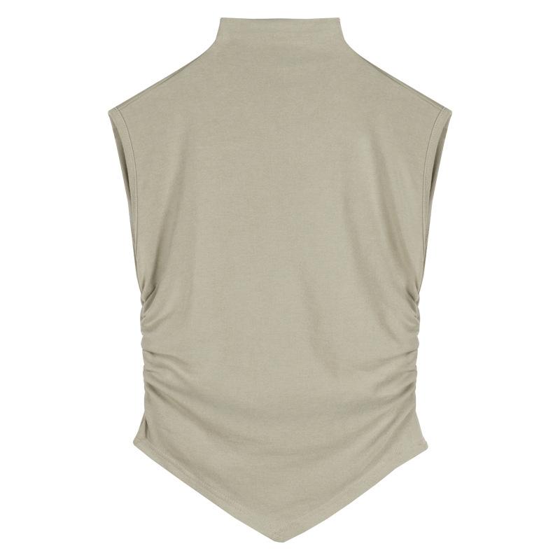 (Modal cotton) semi-turtleneck T-shirt new niche irregular slim-fit sleeveless vest top