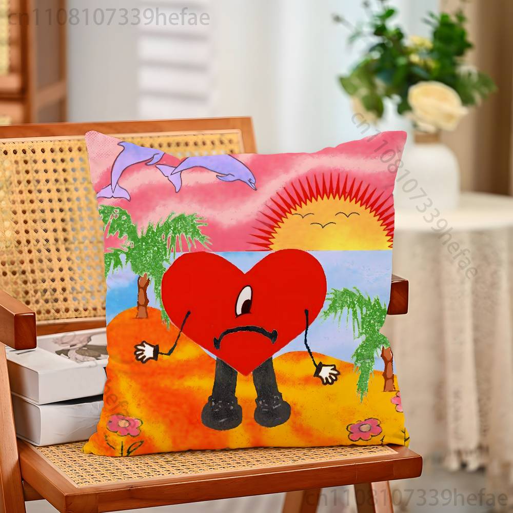 BBad BBunny Singer Throw Pillow Case For Decoration 30cm 50cm 55cm Square Home Pillowcase Case