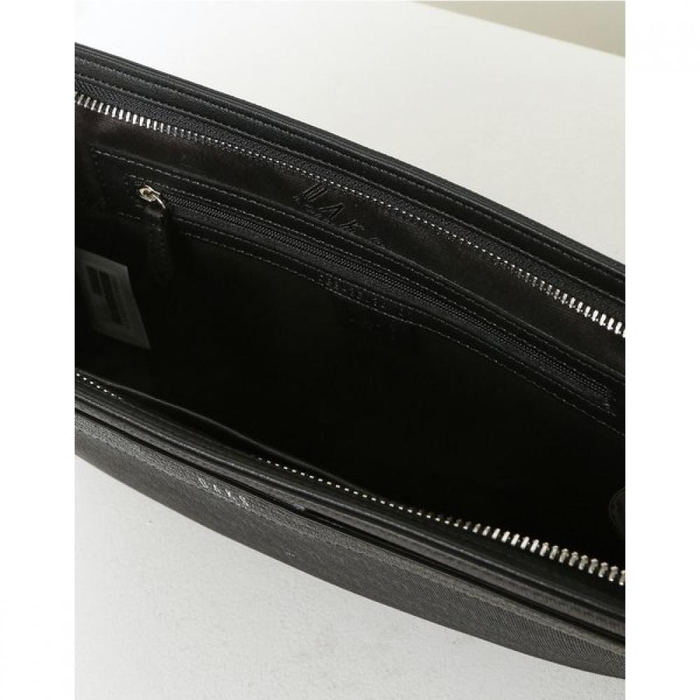 Daks Black Leather Clutch Bag With Logo Pattern Dbba3e034