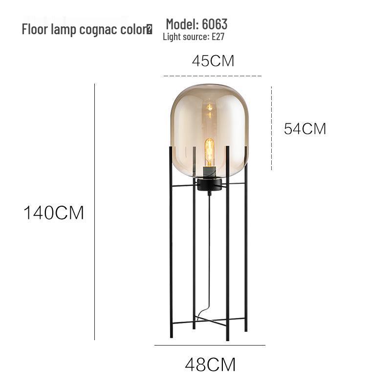 Nordic Industrial Smoky Gray Glass Floor Lamp - Creative Design for Living Room & Bedroom