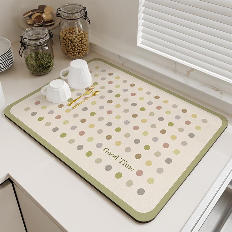 Натуральний свіжий діатомітовий килимок для сушіння, суперабсорбуючий килимок для стільниці, кухонна раковина, сушіння посуду, кавоварка, простий декор
