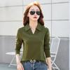 Vår og høst Dame Revers Slim Fit Små Langermet T-skjorte