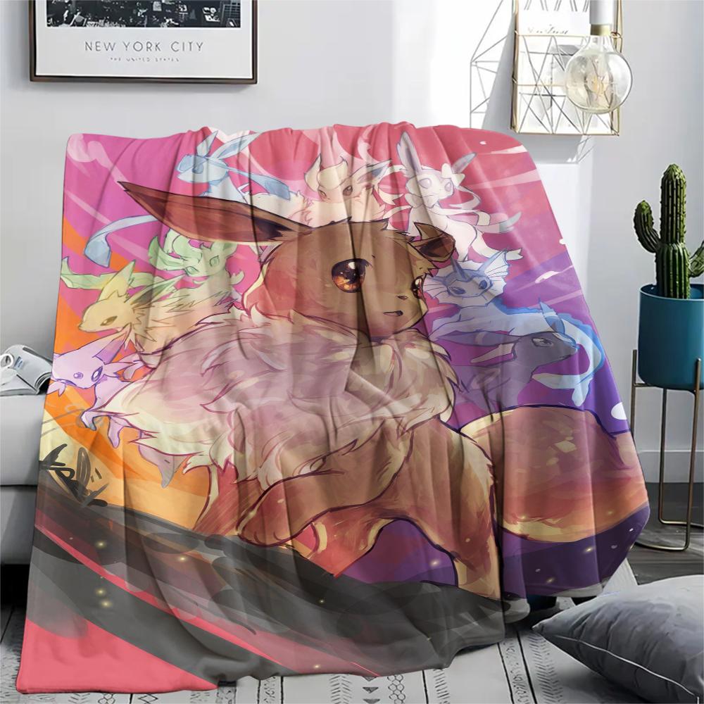 

Eevee Pokémon pattern Flannel Blanket, High quality Comfortable for All Seasons, Home Decor, Warmth and Comfort, Perfect for Gifts. 80cm x 120cm