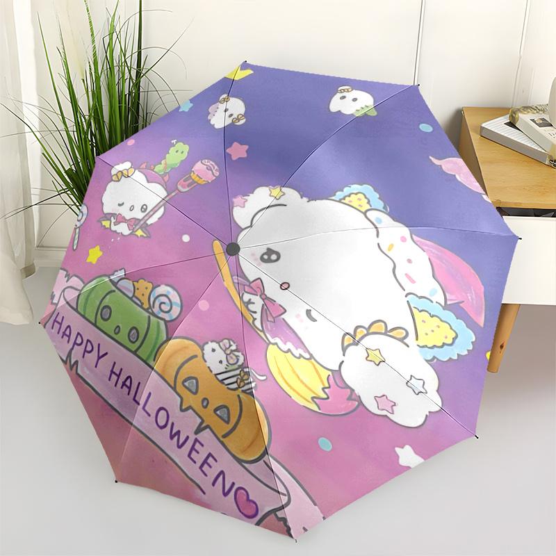 

1pc Halloween Ghost Cloud Umbrella - Automatic Opening/Closing, Portable 3-Fold Design, 8-Rib Iron Frame Outdoor Umbrella, Festival Gift for Fans, Tra