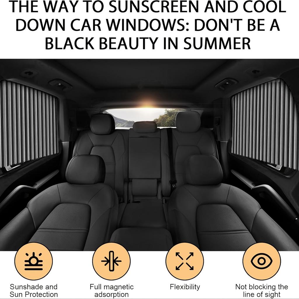 1Set Car Window Shades Portable Car Window Shades Adjustable Magnetic Car Blinds Car Camping Window Covers