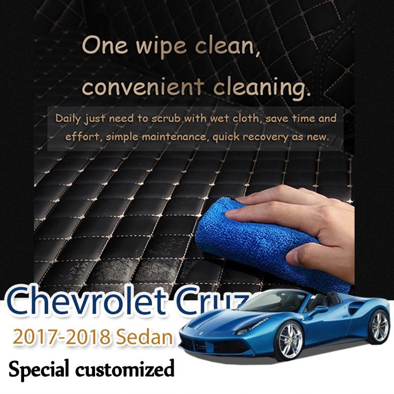 Leather Car Trunk Mats For Chevrolet Cruze 2017-2018 Sedan Rear Trunk Floor Mat Tray Carpet Mud