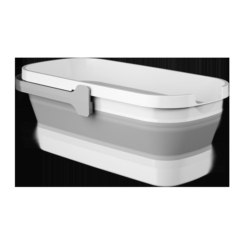 Foldable Flat Mop & Bucket - Hands-Free Washing System