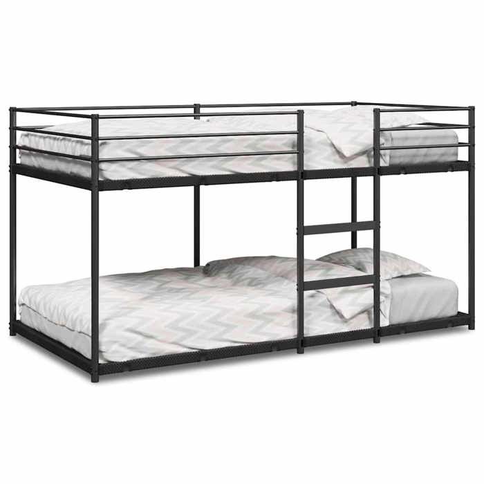 VidaXL Lit superposé sans matelas noir 90x190 cm acier, cadre de lit, sommier, meuble de chambre à coucher, lit mezzanine, 4019876