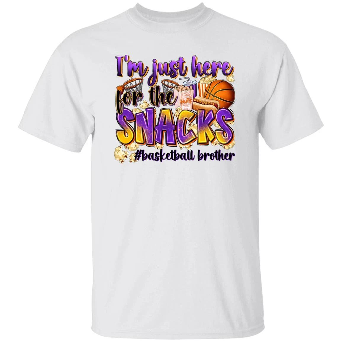 Basketball brother T-Shirt Basketball cheer I m just here for the snacks Unisex S