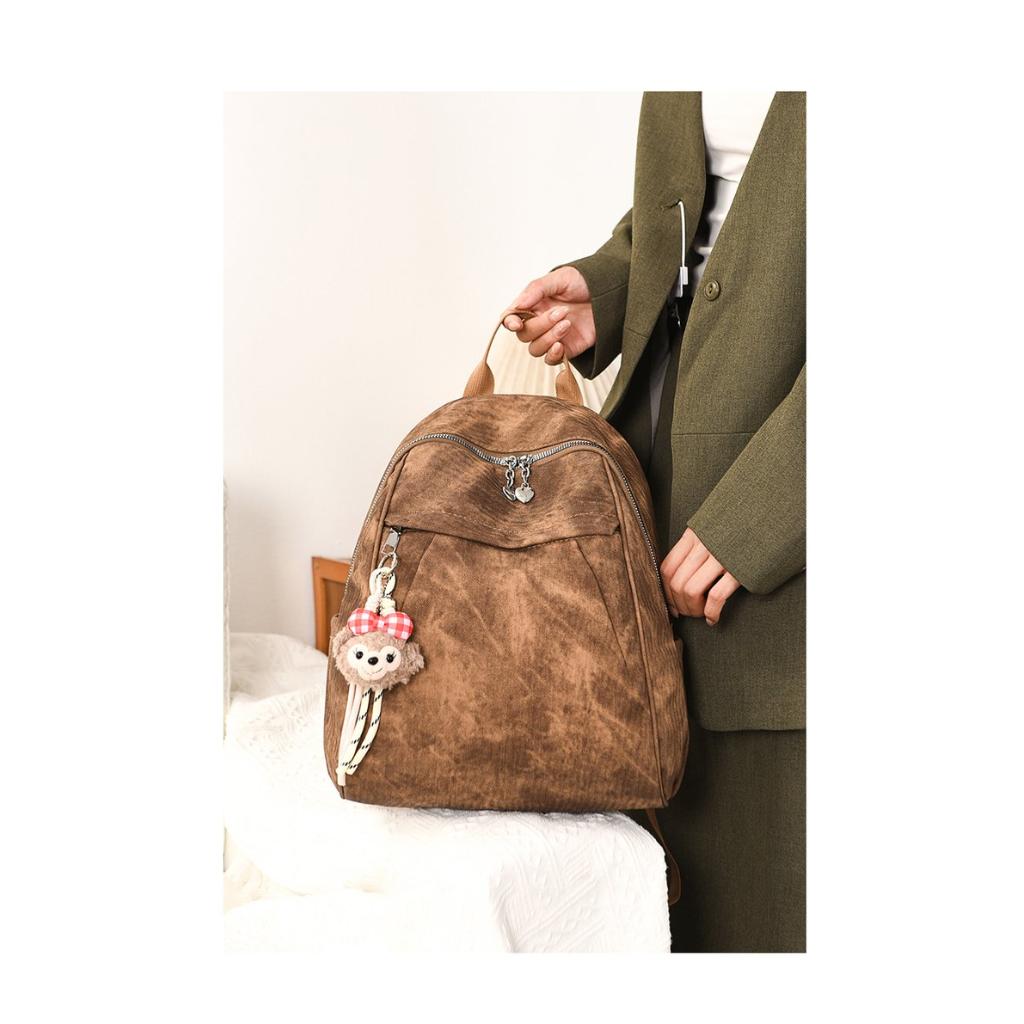 Backpack Women PU Vintage Lightweight Large Capacity Multi Compartment Commuting Travel Daily