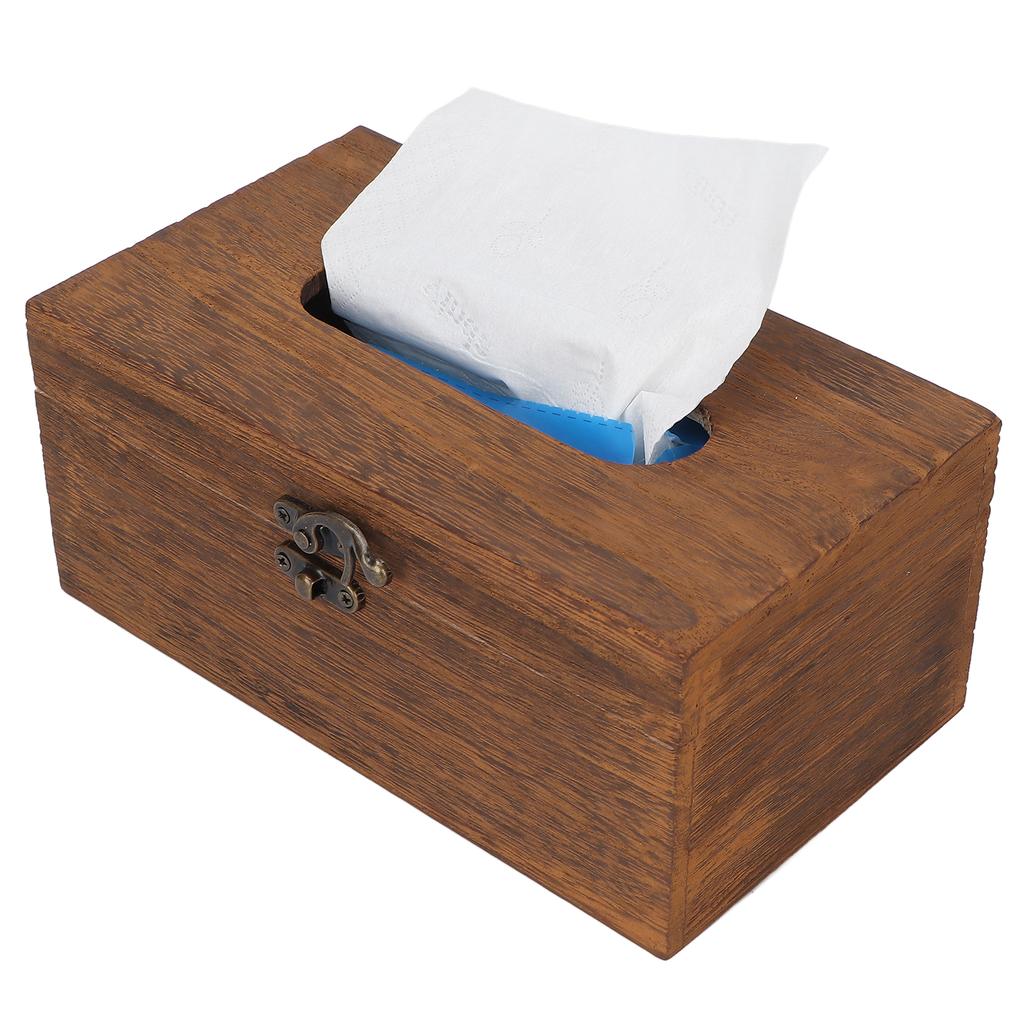 Vintage Holz Taschentuchbox Dekorative Retro Serviettenbox Papierhandtuch Aufbewahrungskoffer für Zuhause Massagesalon
