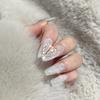 6Pcs Nail Rhinestone Flat Bottom High Brightness Non-Drop Half Heart Nail Art Charms