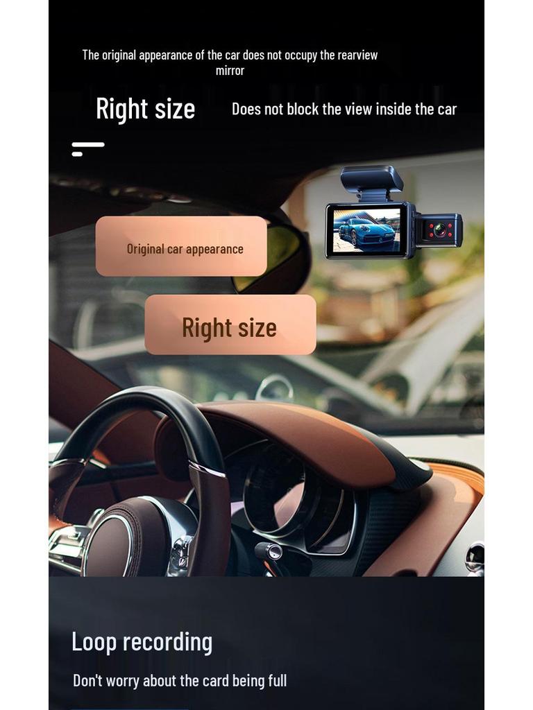3" 1080P HD Car Dash Cam with Infrared Night Vision, Parking Monitor, and WIFI