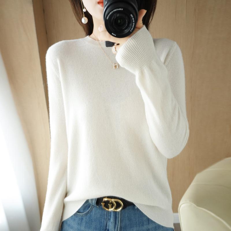 Women's Fashion Casual Solid Color Print Plus Size Autumn Winter Long Sleeve O-Neck Sweaters