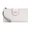 18 Metal Logo Snap Zipper Closure Saffiano Leather Wallet Women's Gold and Chalk Gold and Chalk Color