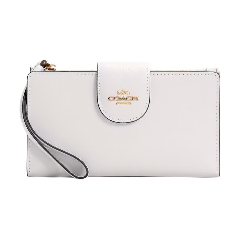 

COACH 18 Metal Logo Snap Zipper Closure Saffiano Leather Wallet Women s Gold and Chalk Gold and chalk color золотий