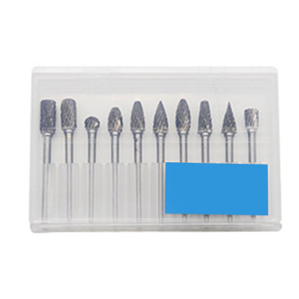 Set of 10 Alloy Steels Grinding Head Double Cut Rotary Burrs Grinder Bits for Precisions Metal and Woodworking Tasks