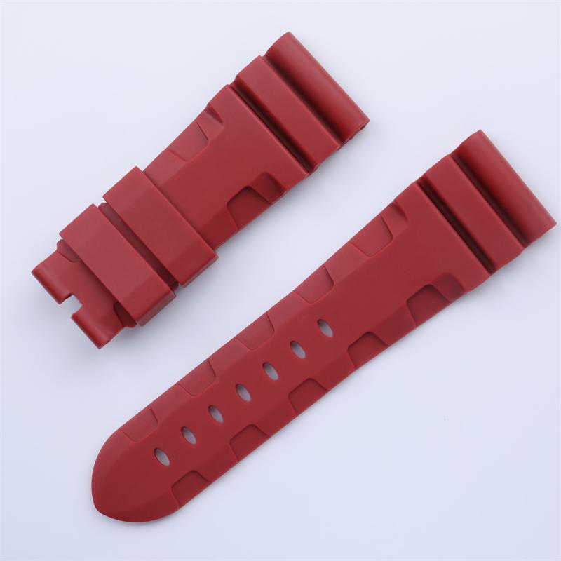 22mm 24mm 26mm Quality Soft Nature Silicone Rubber Watchband Black Blue Gray Green Red For Panerai Strap Waterproof Wristband