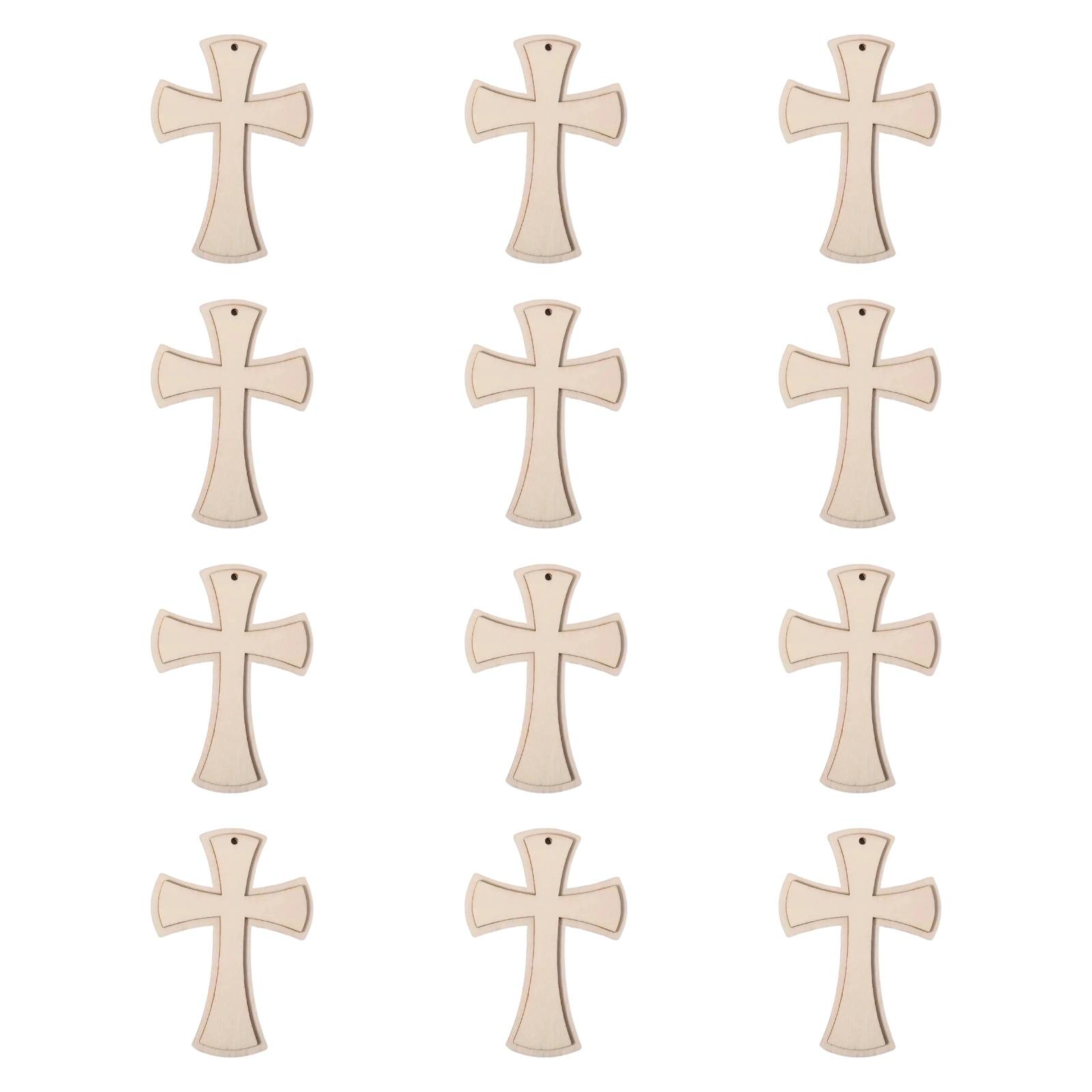 12x Деревянные кресты для поделок DIY Craft Деревянные бирки Портативные незавершенные кресты для изготовления открыток Потолки Кубические стены Вешалки Окно