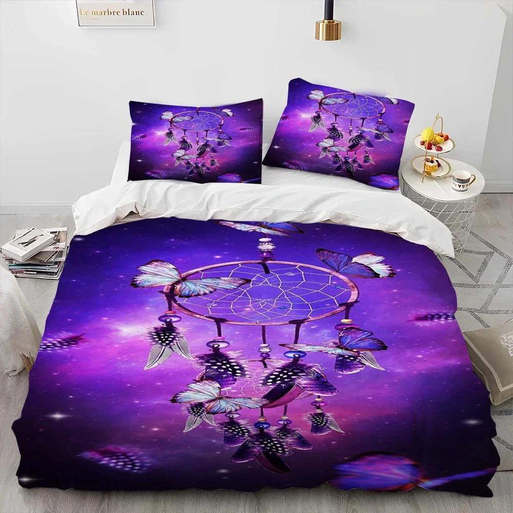 Fashion Dreamcatcher Feather Owl Comforter Bedding Set,Duvet Cover Bed Set Quilt Cover Pillowcase,King Queen Size Bedding Set
