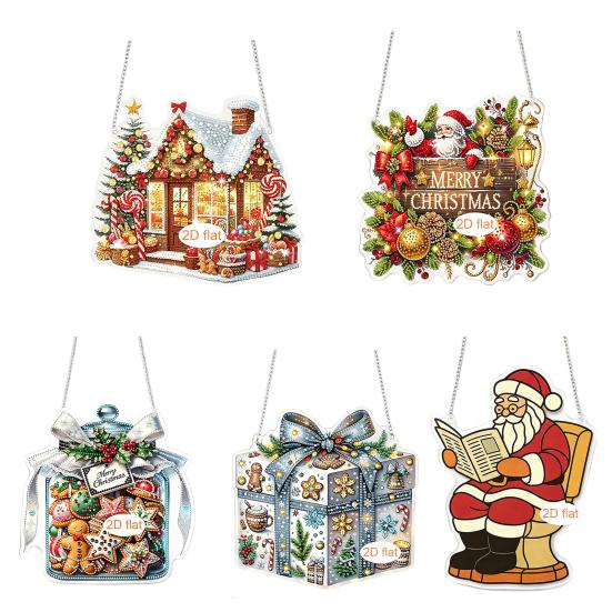 Christmas Season Decorative Accents Hanging Pendant with Chain, Lightweight Winter Wall Decor, Double-sided Gift Boxes for Acrylic Ornament