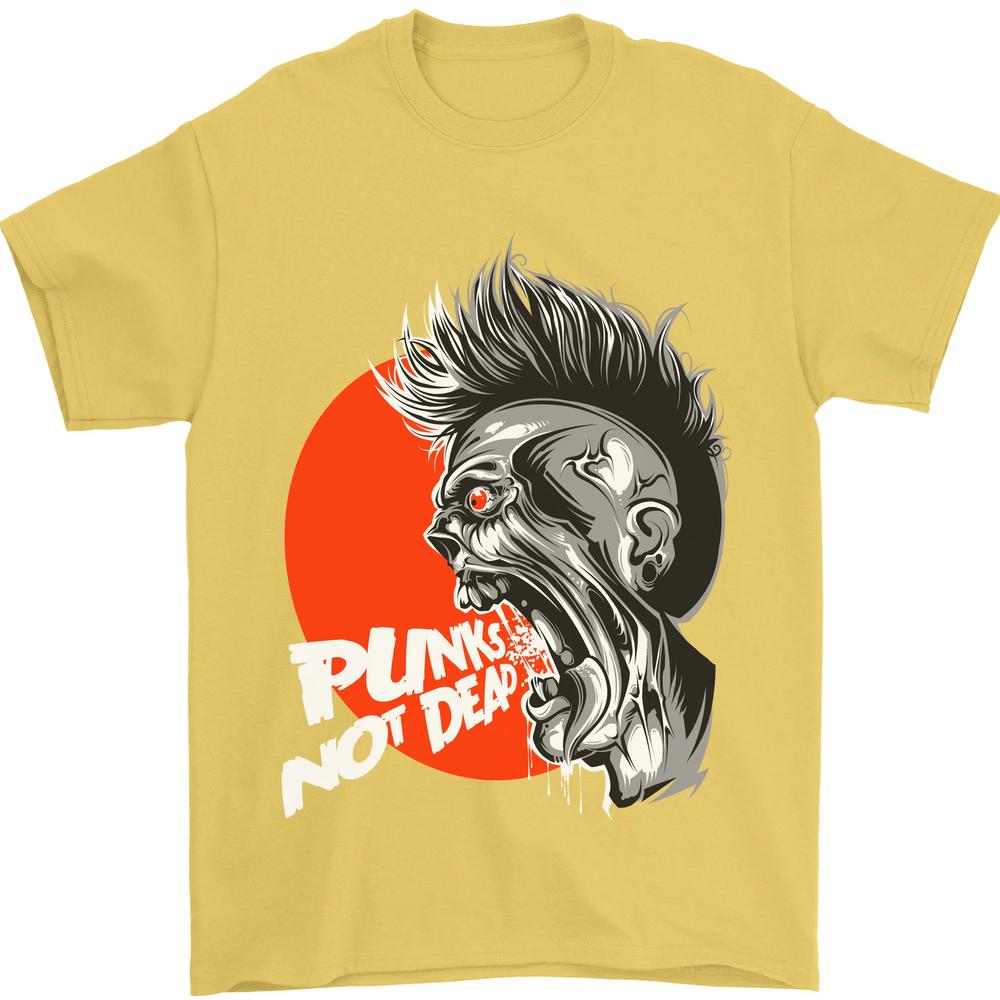 Punks Not Dead Koszulka Unisex Rockowa z Czaszką 100% Bawełna