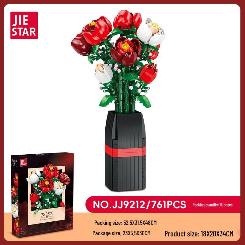 

Rose Bouquet Building Block Toy - Potted Ornament & Gift, Compatible with LEGO