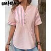 Moda Donna Casual Manica Corta Scollo a V Bluse e Camicie