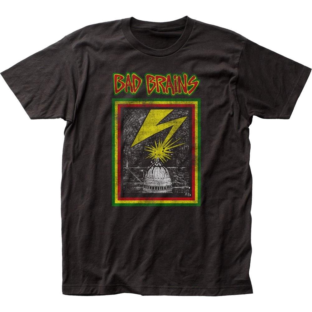 Bad Brains Distressed Capitol Mens T Shirt Music Classic Rock Band Tee New Black L