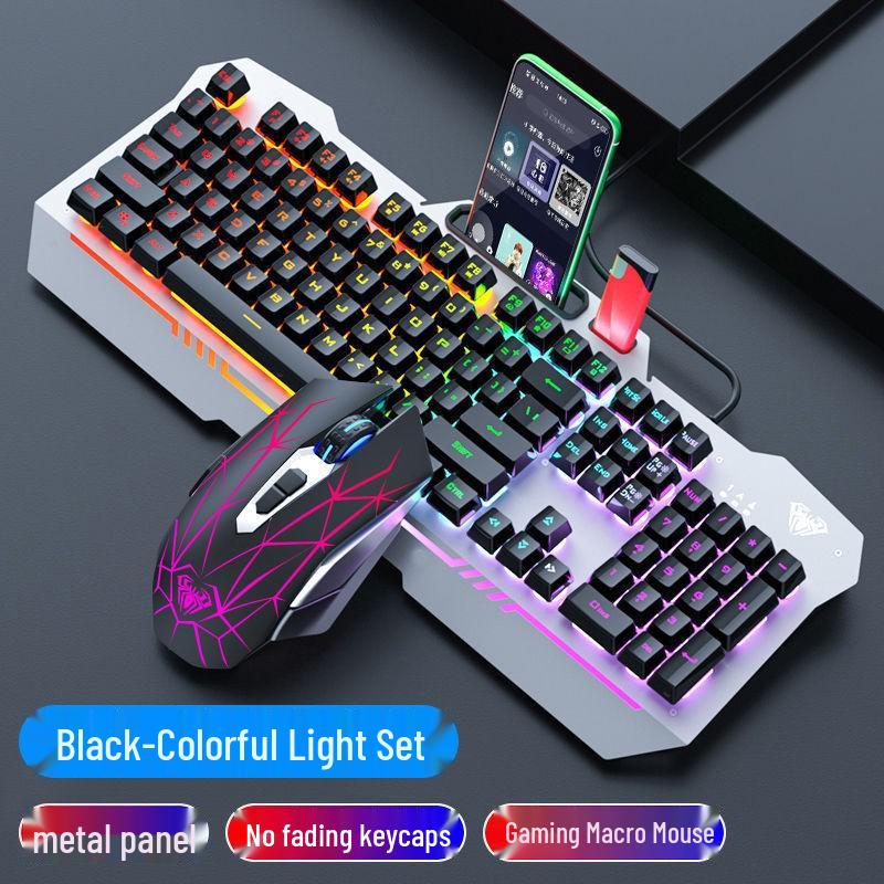 Wolf Spider F3010 Mechanical Gaming Keyboard & Mouse Set - Wired 3-Piece for Laptop/Office.
