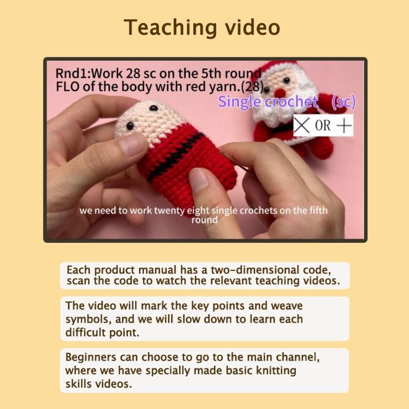 Beginners Crochet Kits DIY Crochet Christmas Kits Including Crochet Hook, Yarn Balls, Needle, Instructions, Accessories