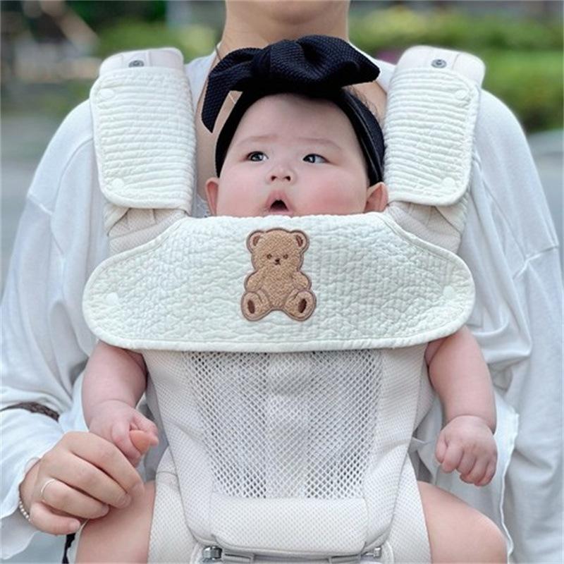 Bavetă de dentiție pentru nou-născuți, bandană de piept și umăr, urs, bumbac, portbebe, cârpă pentru salivă cu scaun de talie