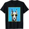 Dobermann Porträt Pop Art Hund mit Sonnenbrille T-Shirt(1)