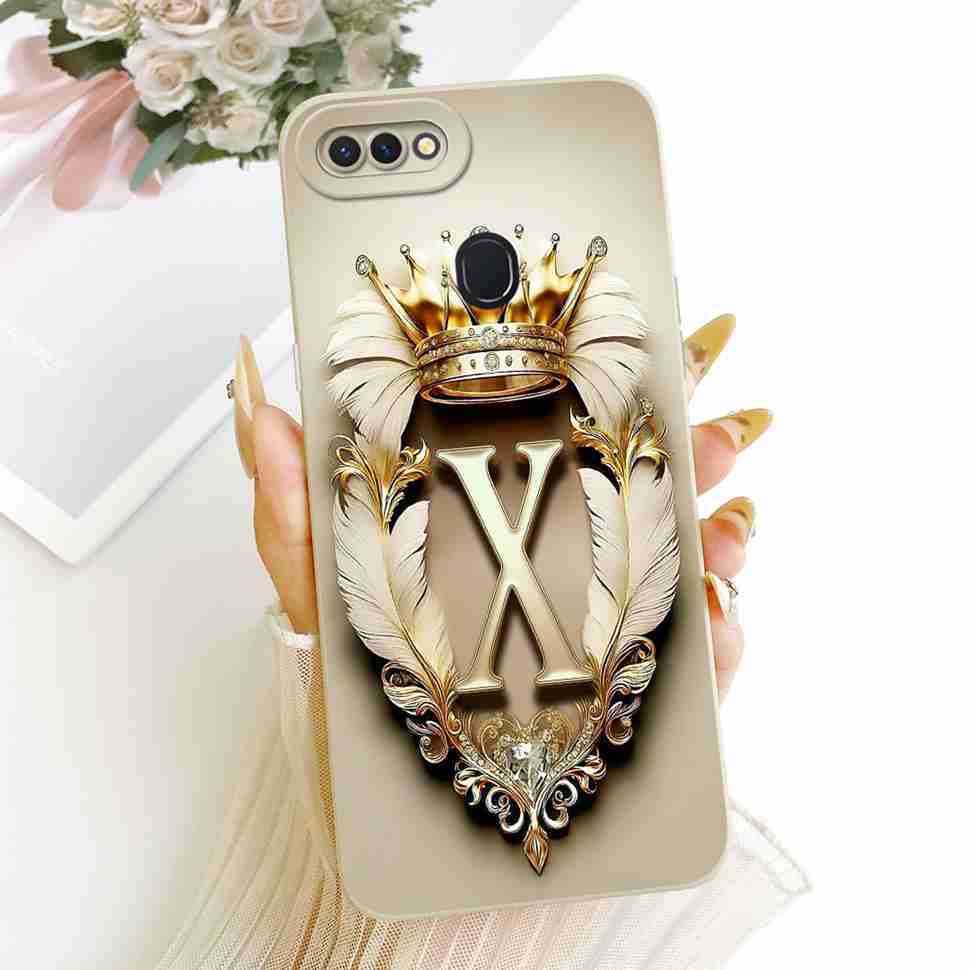 

For Realme 2 RMX1805 Casing Stylish Letter A-Z Crown Cover Soft Slim Phone Case For Realme2 realme 2 RMX1809 6.2 Bumper Coque Realme 2