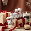 Holiday Gifts for Bear Lovers Resin Polar Ornament, White Hanging Figurine with Hat And Scarf Adorable Statues Garden Christmas Decoration,