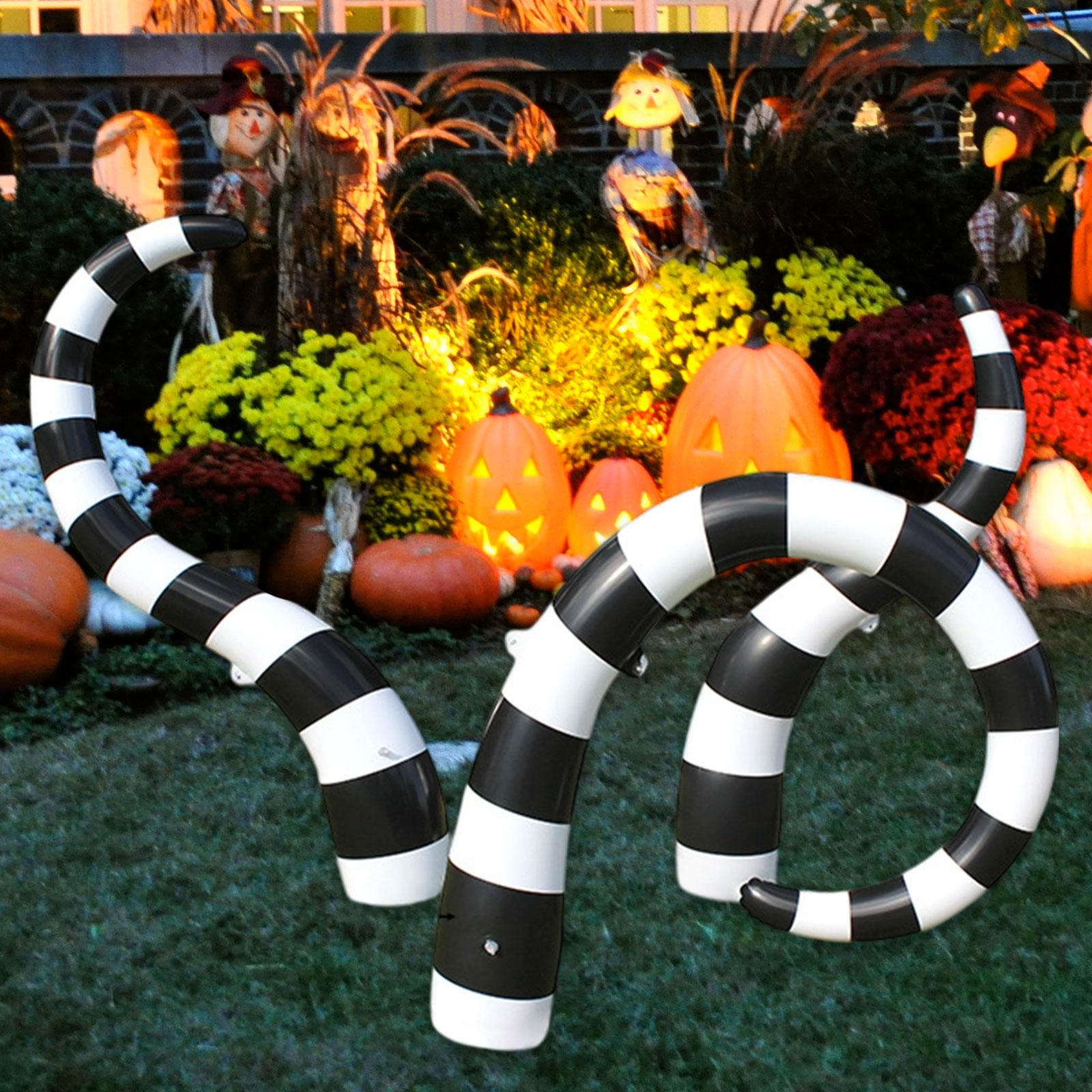 

Halloween Inflatable Giant Sandworm Easy to Install Scary Halloween Decoration for Malls Party Haunted House Backyard Garden чорний білий колір