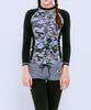 Dangun Camo Color Block Unique Raglan Long Sleeve Rash Guard