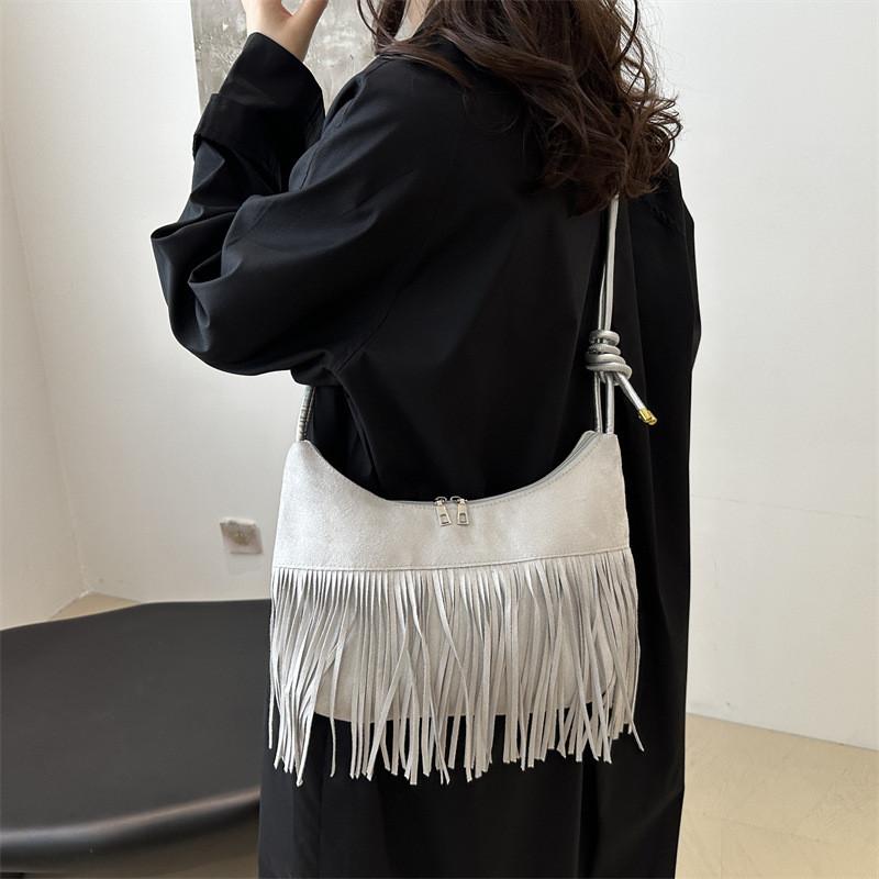 Stylish Canvas Tote Bag For Women With Trendy Tassels In Black Gray Brown Colors