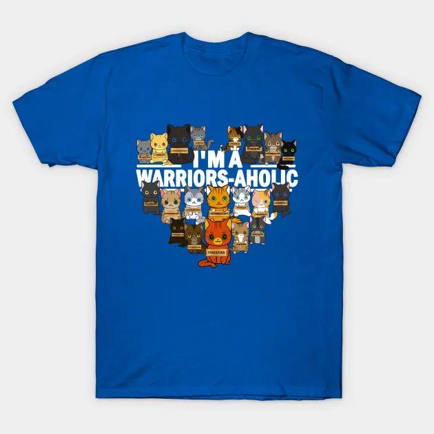 Ich bin ein Warriors-Süchtiger. Neuheit Katzenliebhaber Krieger Geschenk T-Shirt. Neues T-Shirt aus 100 % Baumwolle mit kurzen Ärmeln und Rundhalsausschnitt, lässiges Herren-Top