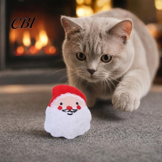 Cat Toys with Catnip Christmas Plush Toys, Reindeer Gingerbread Santa Stuffed Animal, Interactive Holiday Toy for Kittens, Pet Gift Play And