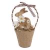 Wooden Easter Bunny In a Basket 16cm - Spring Decoration with Eggs and Hay