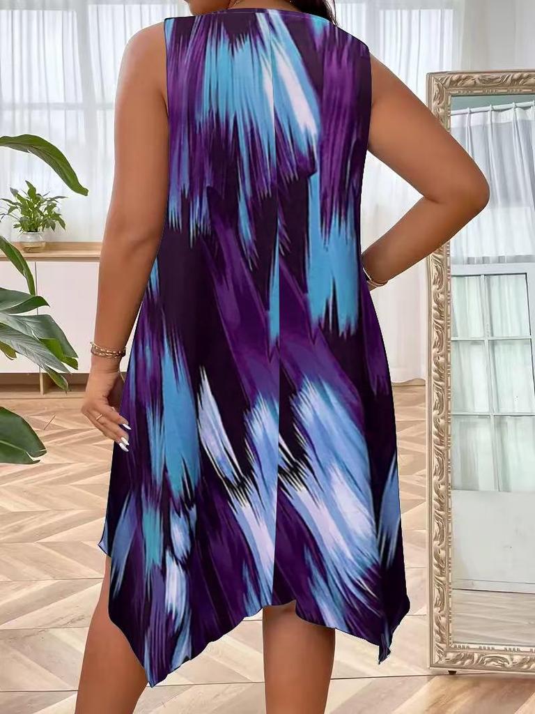 Elegante Dames A-lijn Jurk met Kleuroverloop en Zonder Mouwen voor Lente/Zomer Mode