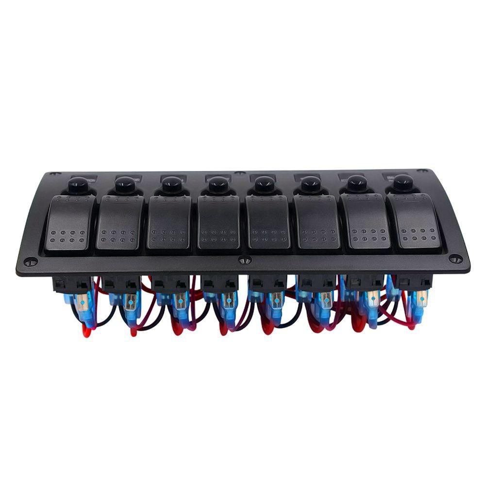 Boat Car Marine Rocker Switch Panel Overload Protection Waterproof LED Switch Panel DC12/24V ON-OFF Aluminium Switches