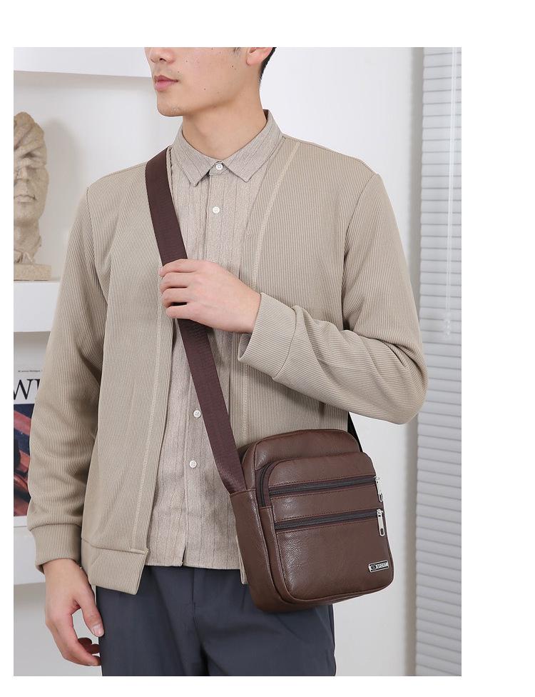 Men's PU Leather Large Capacity Versatile Business Casual Crossbody Bag