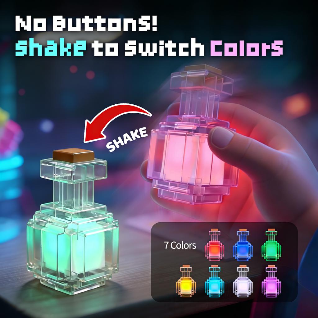 Potion Bottle Led Night Light Shake To Change 7 Colors Type-C Rechargeable Mood Light Game Peripheral Bedroom Bedside Decor Lamp