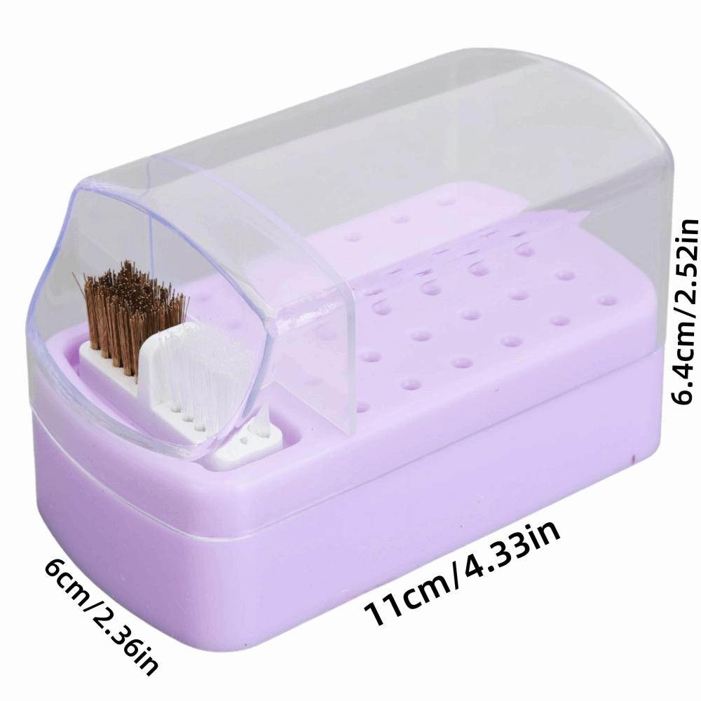 Cleaning Brush Nail Drill Bit Organizer Dustproof Nail Drill Bit Storage Box  Salon Use