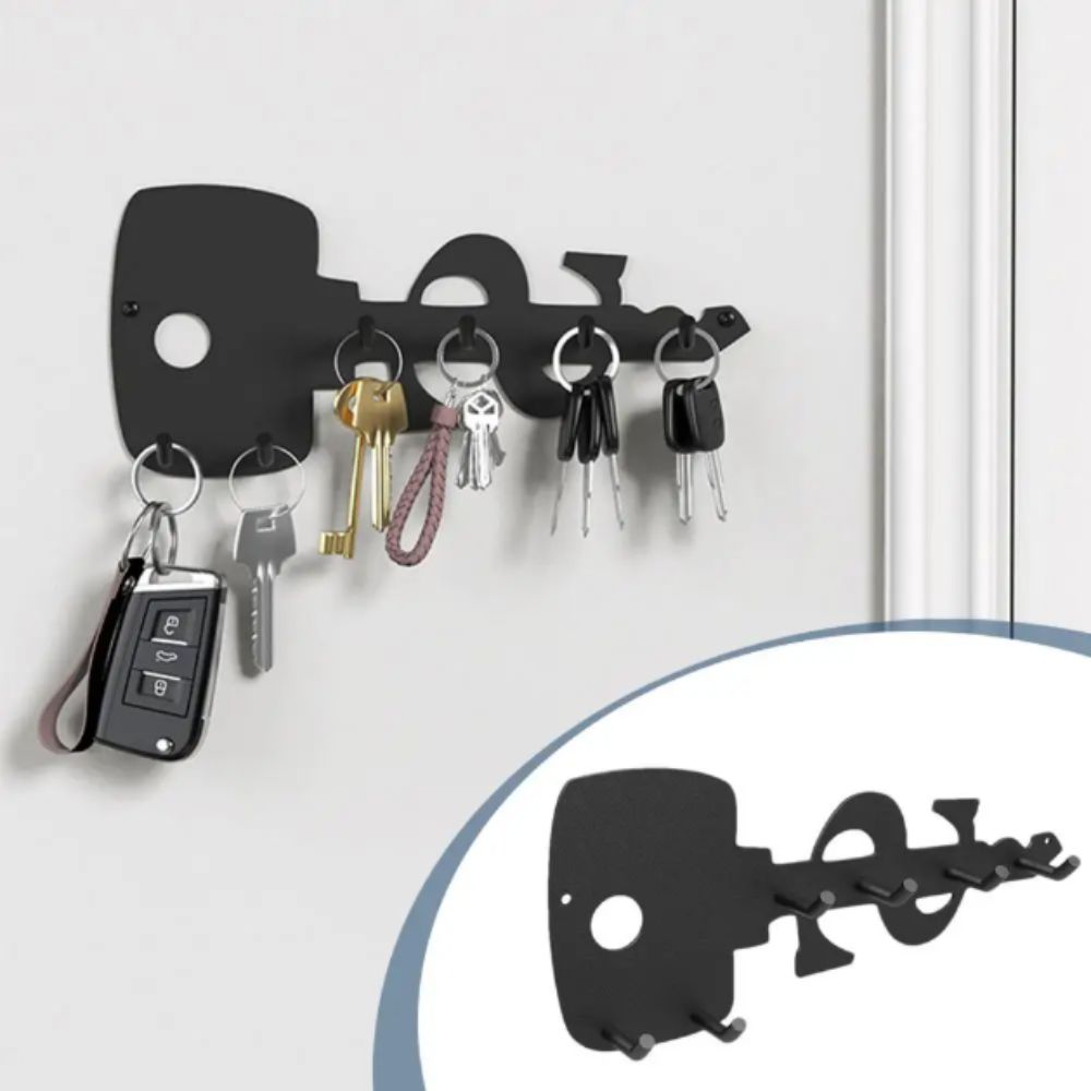 Stainless Steel Wall Mounted Holder 6 Hooks Rustproof Key Holder Space Efficient Decorative Design Storage System Living Room