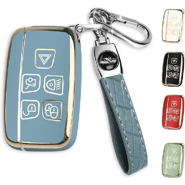 Für Land Rover Schlüsselanhänger Hülle mit Schlüsselring, Auto Schlüsselhülle Schale Schutzhülle 5 Tasten für | Range Rover Evoque Sport Velar | Land Rover Discovery LR4 a9