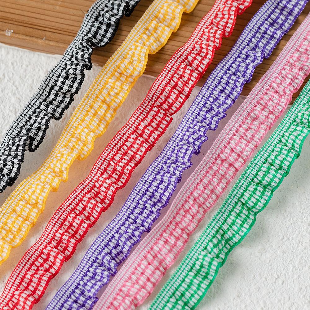 5 Meter Elastisches Spitzenband für Bastelarbeiten Karomuster Nähborte Kleid DIY Bastelbedarf Bekleidung Nähzubehör Handarbeit Dekor